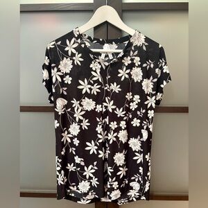 Floral Black and White Women's Blouse